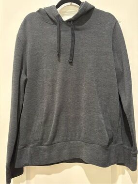 GAP Ribbed Waffle Knit Hoodie Gray Large Relaxed Fit